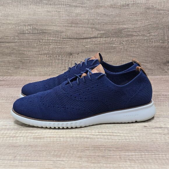 Cole Haan 2 ZeroGrand Stitchlite Men's Size 12M Navy Blue Wingtip Oxford Shoes - Picture 3 of 9